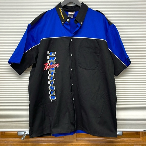 Speed Zone Race Gear Team Crestliner Boats Blue Black Button Up Shirt Size 2XL - Picture 1 of 8